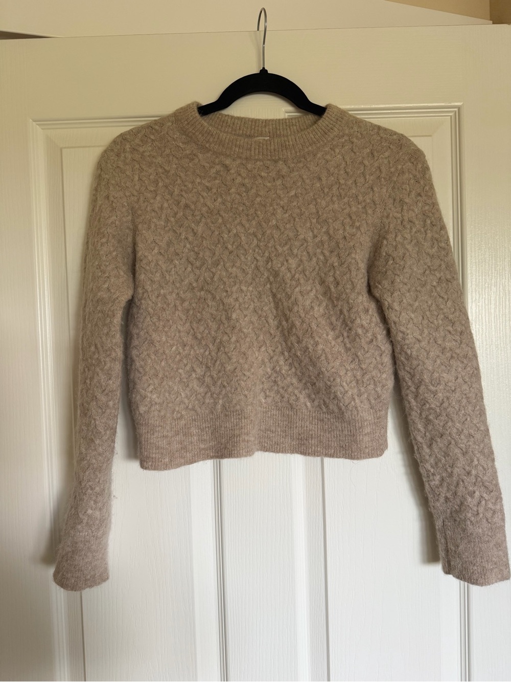 lululemon athletica Neutral Beige Cable Crewneck Sweater